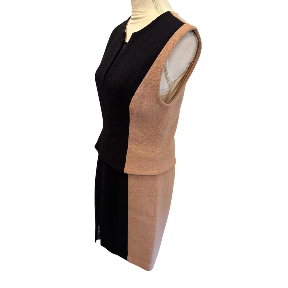 3.1 Phillip Lim Wool Blend Detachable Peplum Navy Dusty Rose Sheath Dress - 10